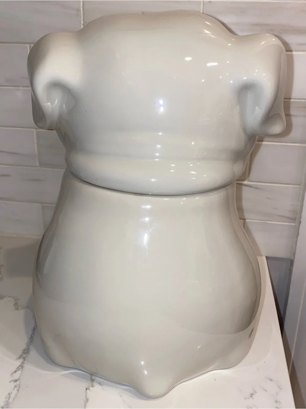 Threshold Stoneware Bulldog Cookie Jar White Animal Shaped